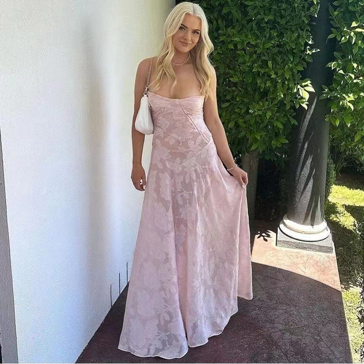 Women’s Elegant Butterfly Lace Maxi Dress – Sleeveless Spaghetti Strap Long Dress – Summer Beach Evening Party Dress – Various Colours