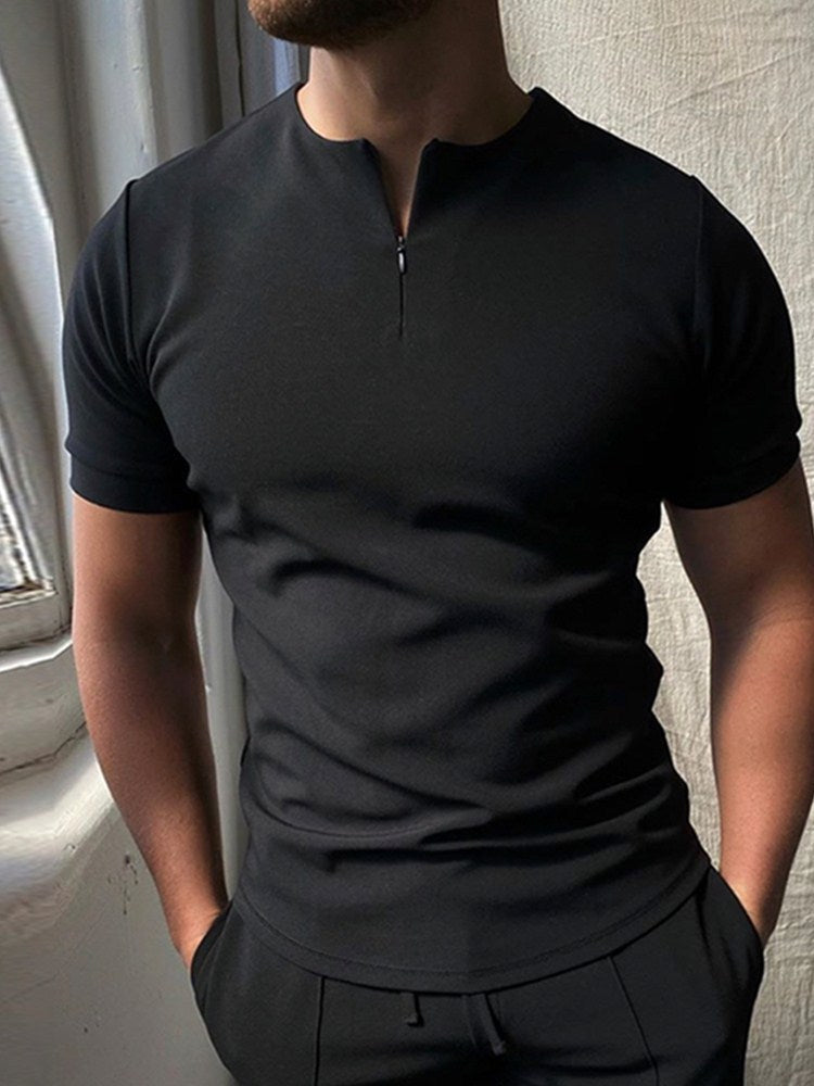 Men’s Bold Abstract Zip Collar Polo Shirt – Eye-Catching Summer Top in Various Designs