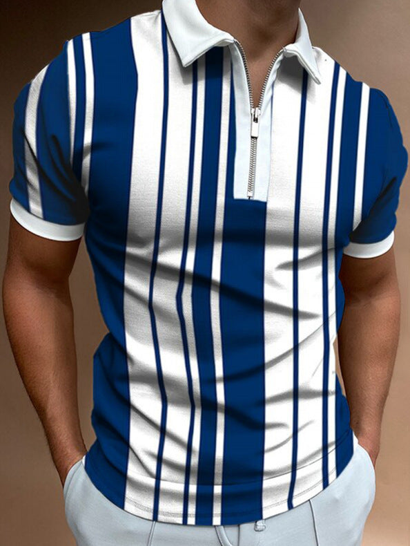 Men’s Bold Abstract Zip Collar Polo Shirt – Eye-Catching Summer Top in Various Designs