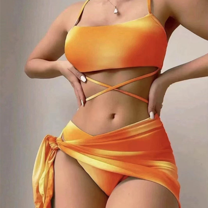 ✨ 3 Piece Bikini Set with Wrap Skirt | Summer Holiday Swimwear | Trendy Colours | TrendPrints Online