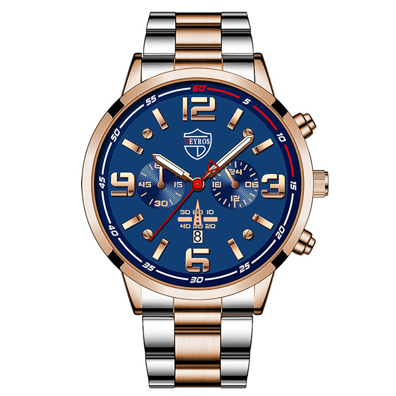 DEYROS Gold Chronograph Watch & Bracelet Set – Luxury Gift for Men (Various Colours)