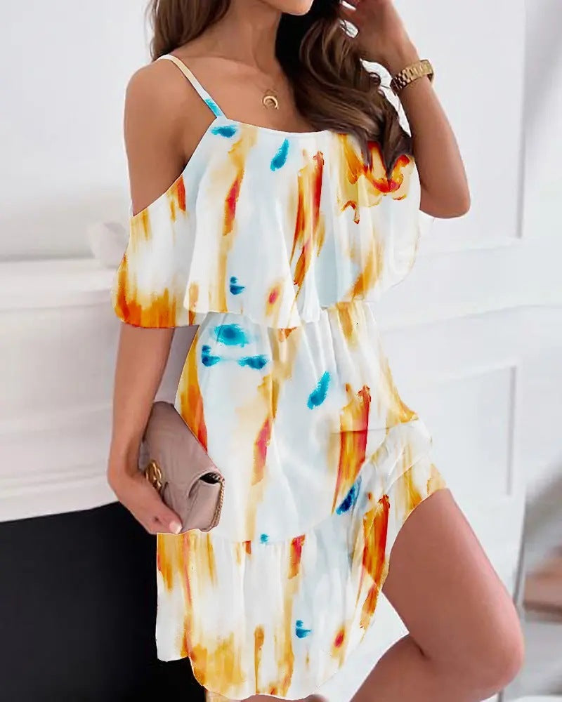 Off Shoulder Floral Summer Dress – Flowy Beach Holiday Dress – Various Colours