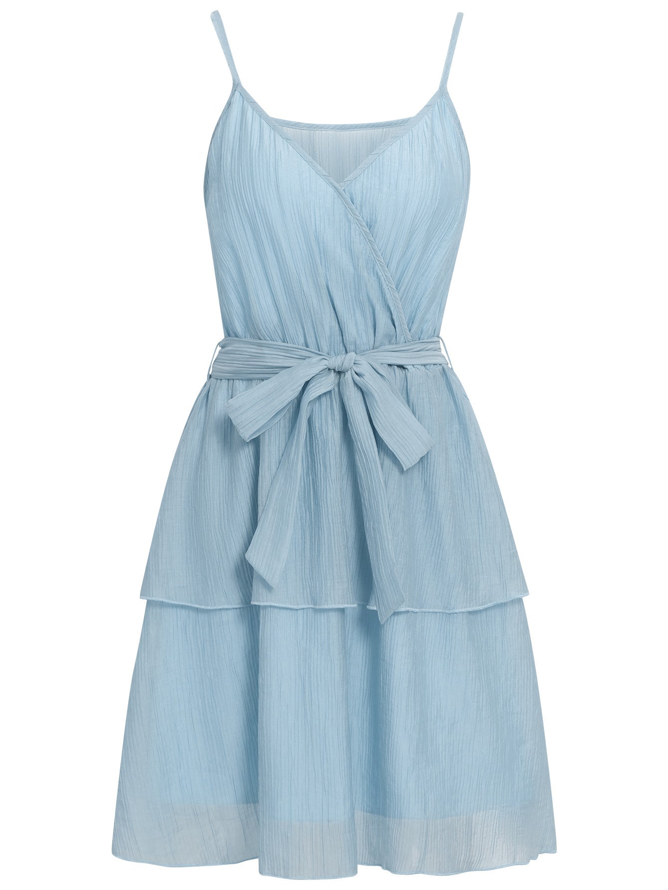 Layered Tie-Waist Mini Dress – Various Colours | Lightweight Summer Sleeveless V-Neck Dress