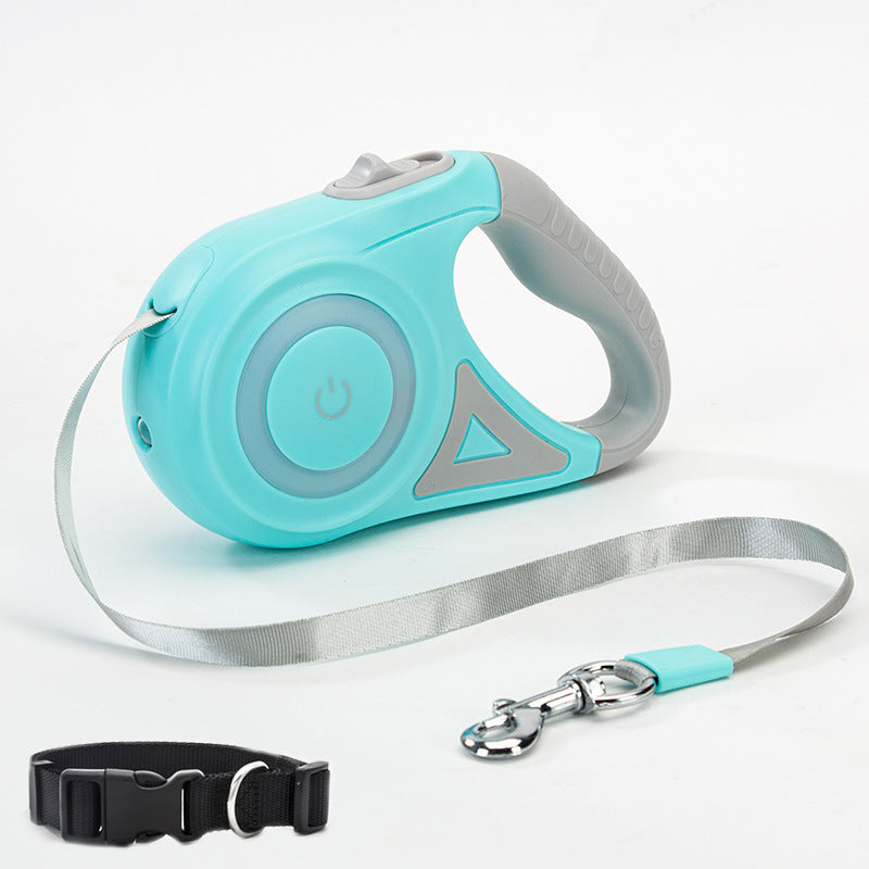 LED Retractable Dog Lead with Built-in Torch – Stylish Night Walk Leash for Pets