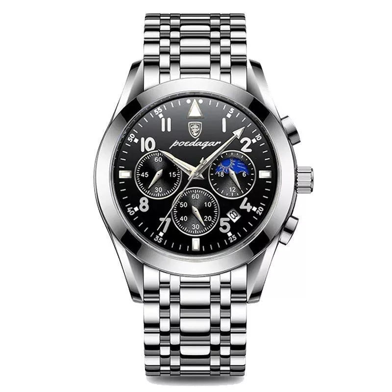 Luxury Silver Chronograph Watch – Men's Stainless Steel Timepiece (Various Colours)