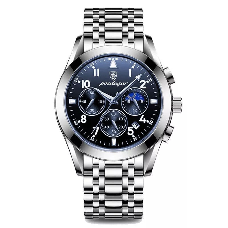 Luxury Silver Chronograph Watch – Men's Stainless Steel Timepiece (Various Colours)