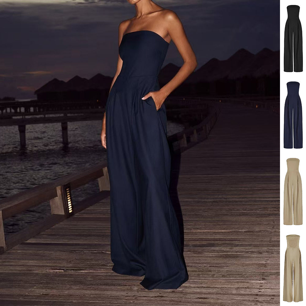 Elegant Strapless Wide-Leg Jumpsuit – Timeless Evening Style