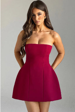 Elegant Strapless Corset Mini Dress – Available in Various Colours