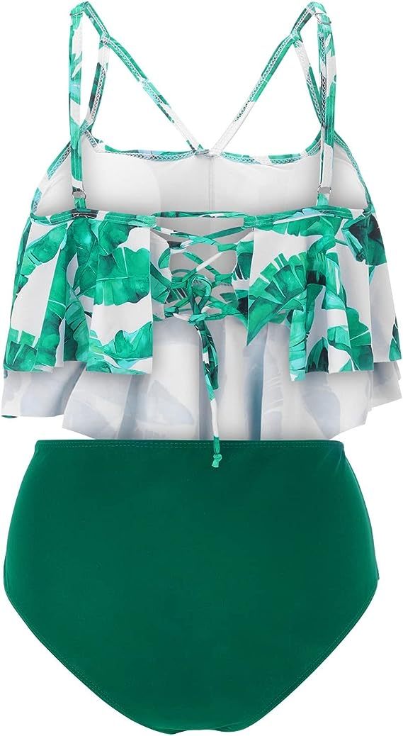 🌿 Tropical Leaf Ruffle One-Piece Swimsuit – Flattering & Fun Holiday Essential
