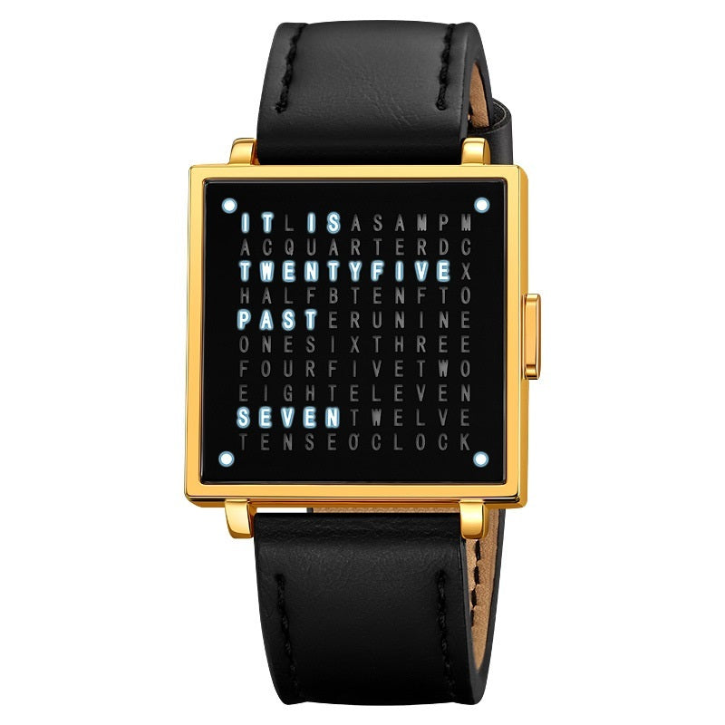 Word Matrix LED Watch | Minimalist Retro Smart Timepiece | Unique Gift for Him or Her