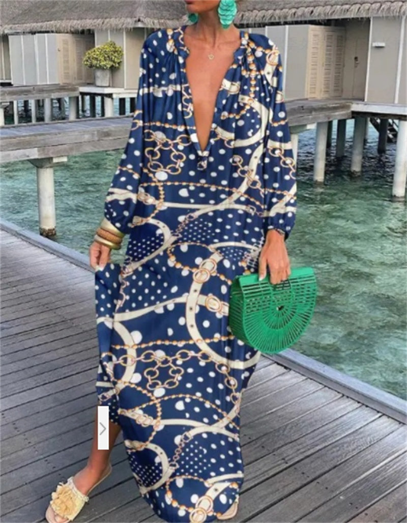 Women’s Boho Print Kaftan Maxi Dress – Flowy Beach Cover Up & Summer Dress | Various Designs