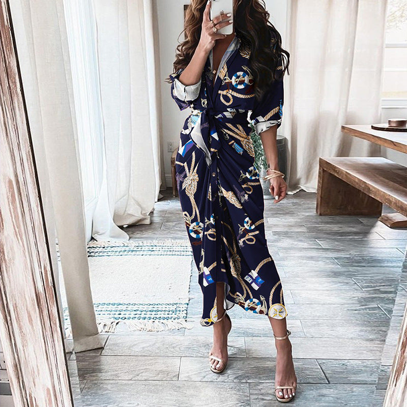 Elegant Knot Waist Shirt Dress – Button Front, Midi Length – Versatile Styles – Various Colours
