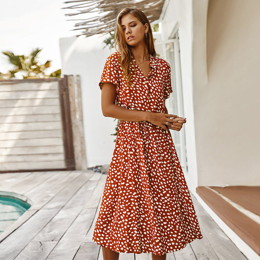 Chic Button-Down Polka Dot Midi Dress – Various Colours – Effortless Summer Style