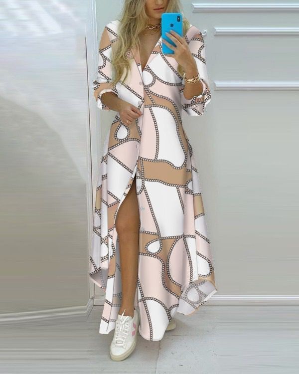 ✨ Button-Down Maxi Shirt Dress – Long Sleeve Casual Boho Dress – Summer Holiday Outfits – Various Prints & Colours 🌸
