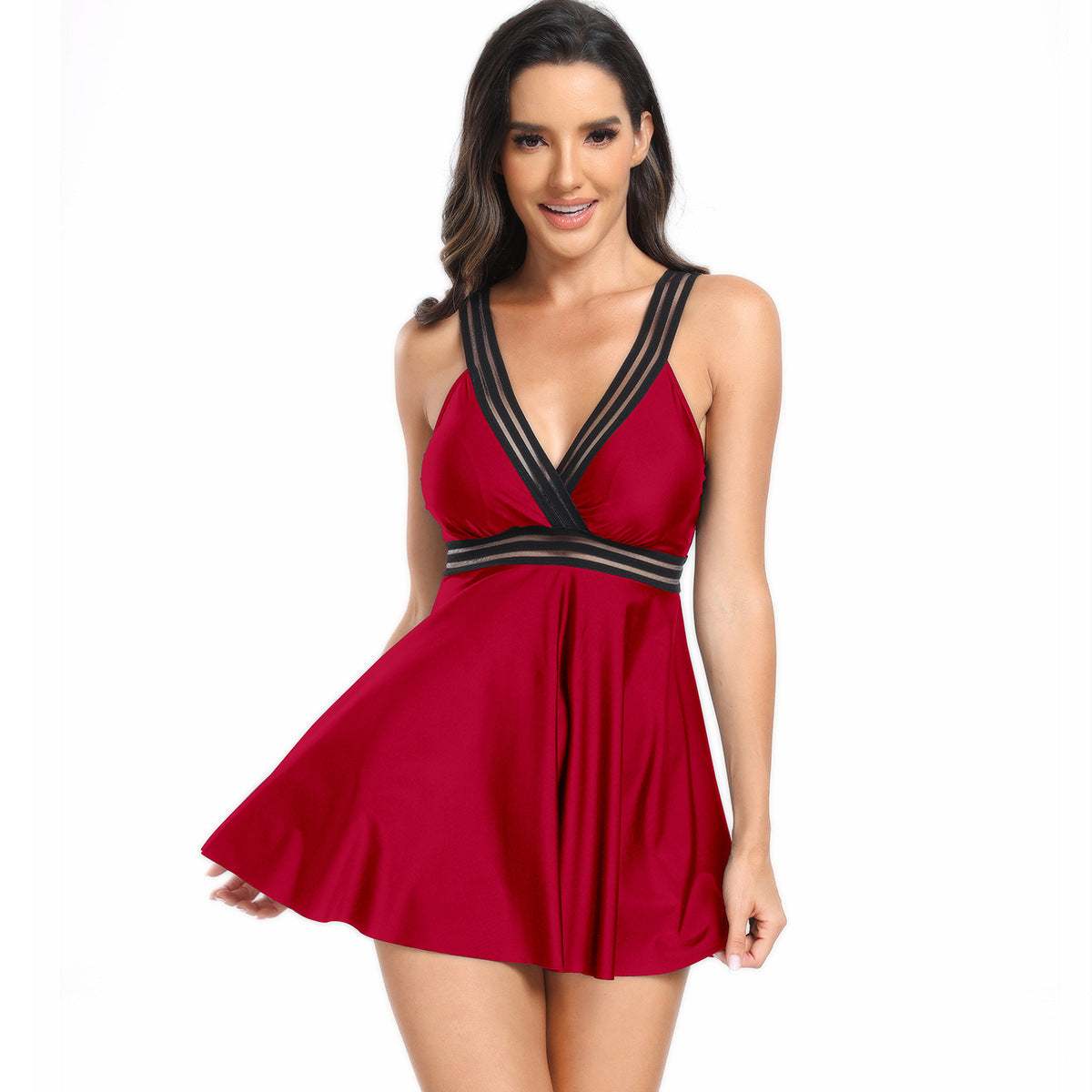 💃 Elegant Swim Dress – Padded One-Piece Swimsuit with Skirt – Summer Beachwear – Various Colours & Prints 🌊✨