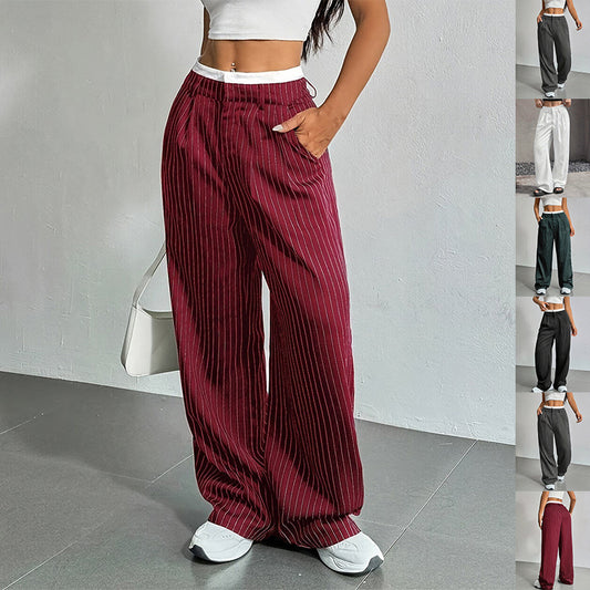 🏁 Striped Wide-Leg Lounge Trousers – Street Style Comfort in Various Colours
