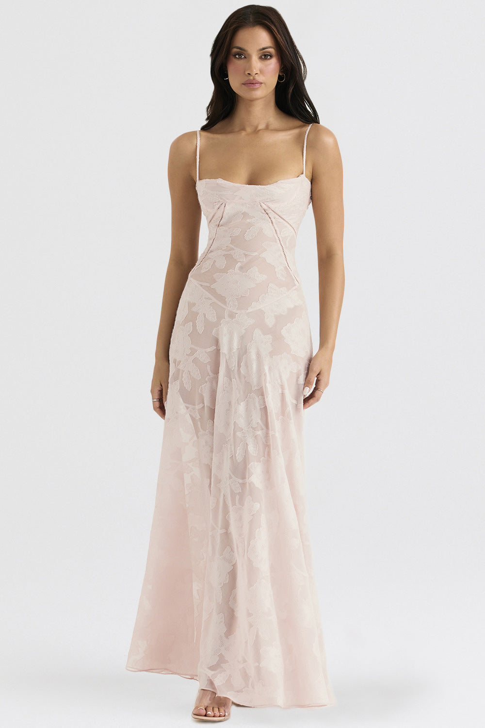 Women’s Elegant Butterfly Lace Maxi Dress – Sleeveless Spaghetti Strap Long Dress – Summer Beach Evening Party Dress – Various Colours