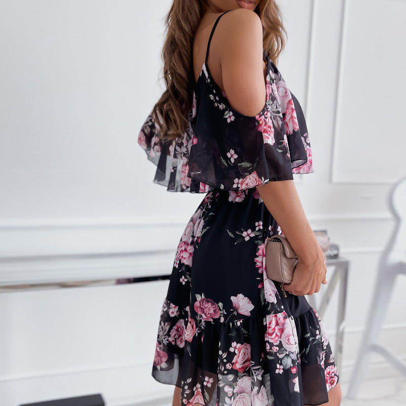 Off Shoulder Floral Summer Dress – Flowy Beach Holiday Dress – Various Colours