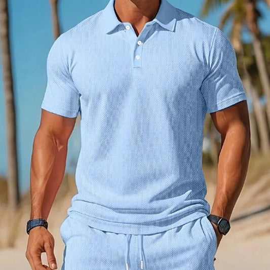 🏝️ Men’s Summer Polo Shirt & Shorts Set – Smart Comfort in Various Colours