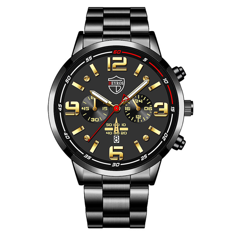 DEYROS Gold Chronograph Watch & Bracelet Set – Luxury Gift for Men (Various Colours)