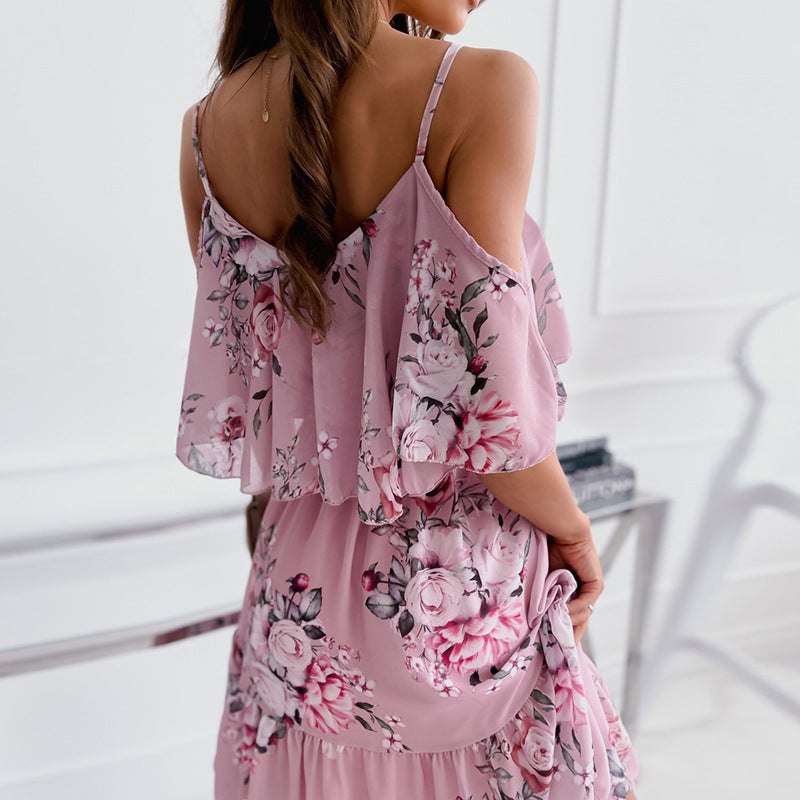 Off Shoulder Floral Summer Dress – Flowy Beach Holiday Dress – Various Colours