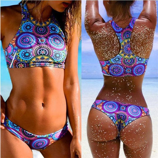 New bikini swimwear colour circle totem sexy bikini triangle split swimsuit women