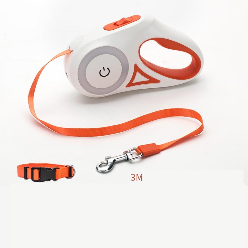 LED Retractable Dog Lead with Built-in Torch – Stylish Night Walk Leash for Pets