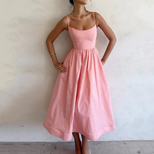 🌸 Women’s Strappy Midi Sundress - Elegant Summer Dress - Available in Various Colours