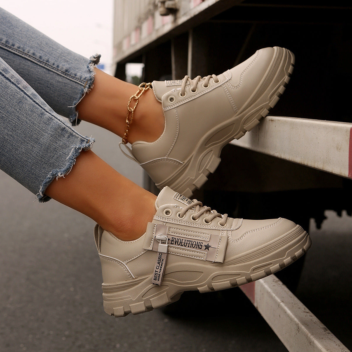 Title: Women's Chunky Sole Street Style Trainers – Various Colours