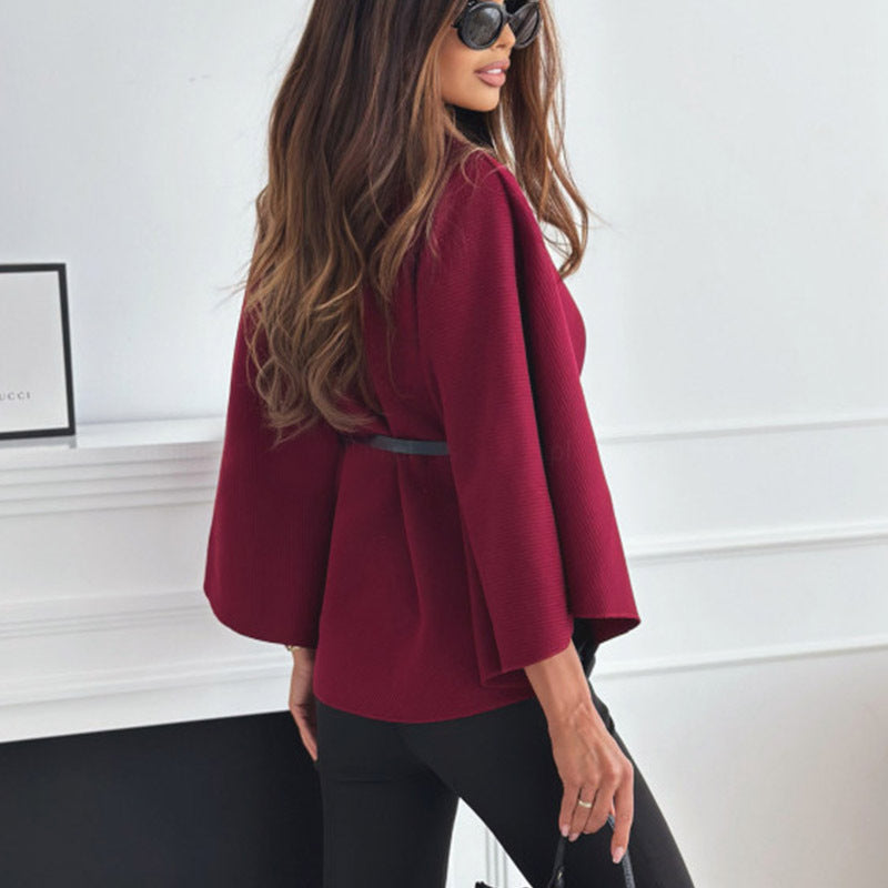 Elegant Belted Cape Jacket | Autumn Winter Fashion | Smart Casual Outerwear | TrendPrints