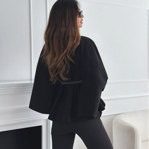 Elegant Belted Cape Jacket | Autumn Winter Fashion | Smart Casual Outerwear | TrendPrints