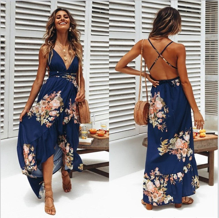 🌸 Bloom All Day Backless Floral Maxi Dress – Beach to Sunset in Various Colours 🌞🌺