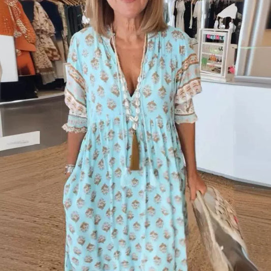 🌸 Boho Bliss Tassel Dress – Sky Blue Elegance in Various Colours