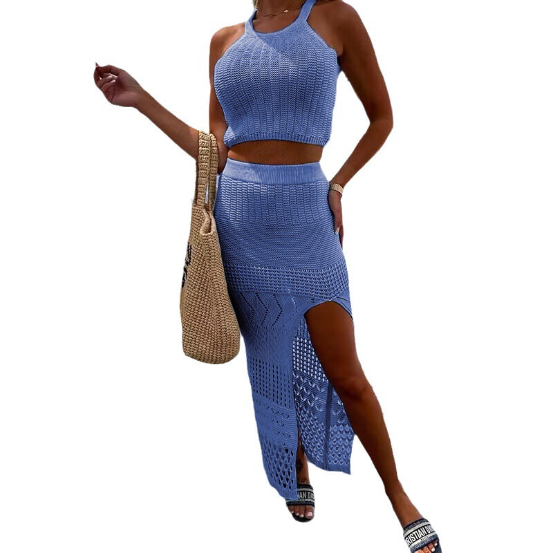 🏝 Coastal Knit Chic 2-Piece Set – Crochet-Inspired Summer Vibes in Various Colours ☀️🧶