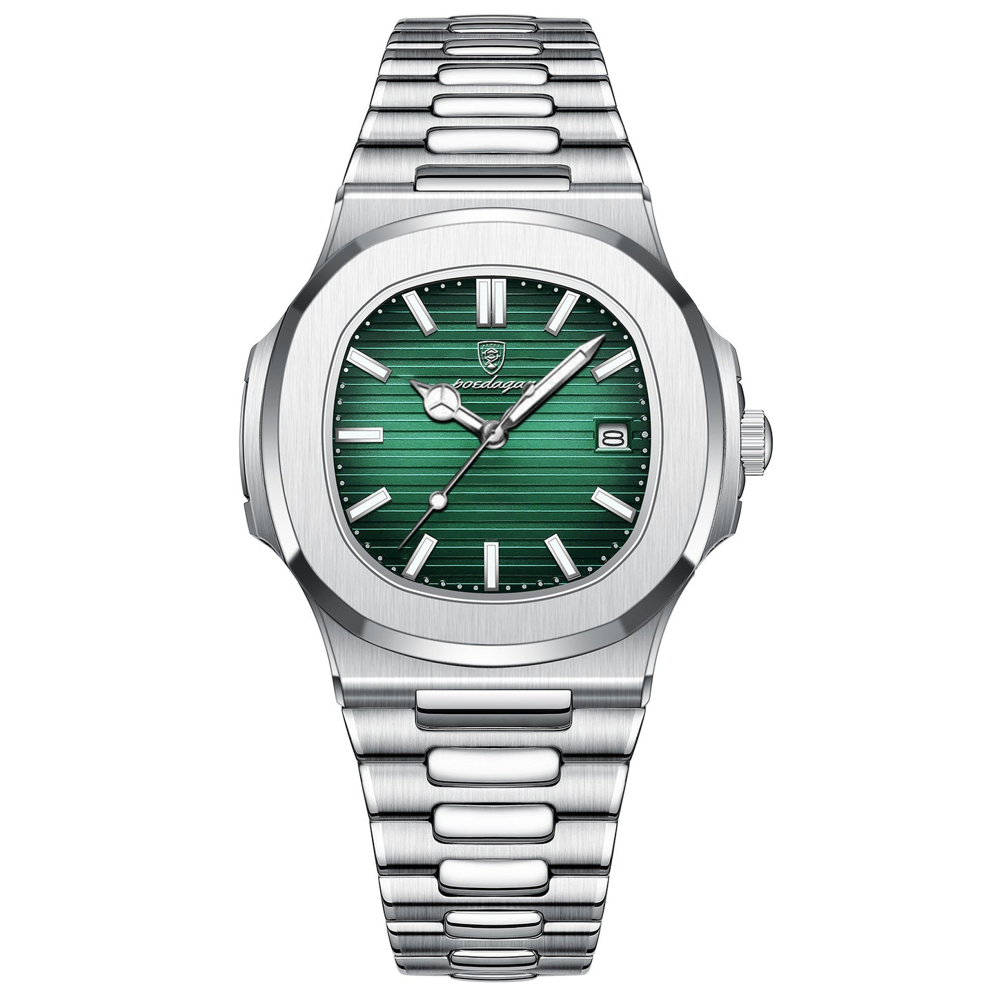 Elegant Luxury Stainless Steel Watch – Classic Green & Blue Dial