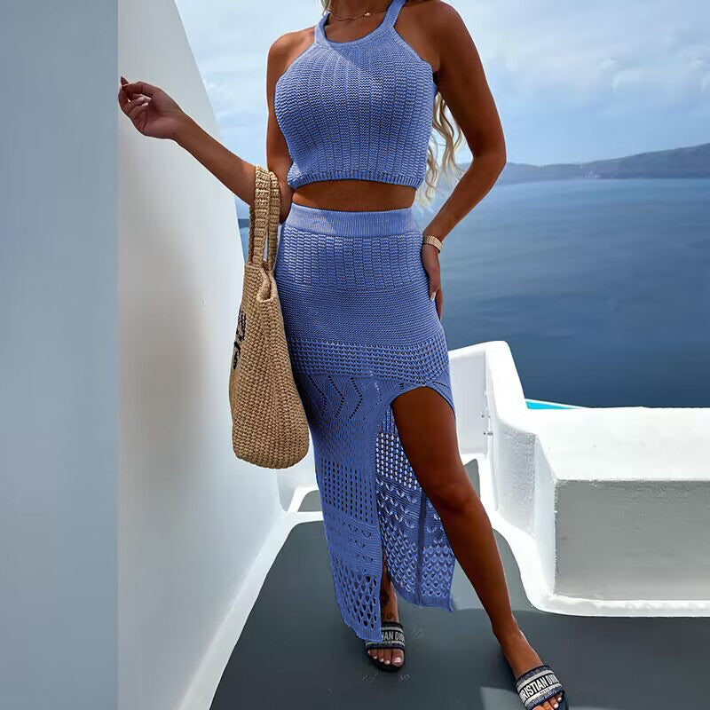 🏝 Coastal Knit Chic 2-Piece Set – Crochet-Inspired Summer Vibes in Various Colours ☀️🧶