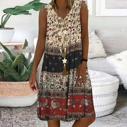 🌺 Boho Days Sleeveless Midi Dress – Effortless Comfort in Various Designs 🧵✨