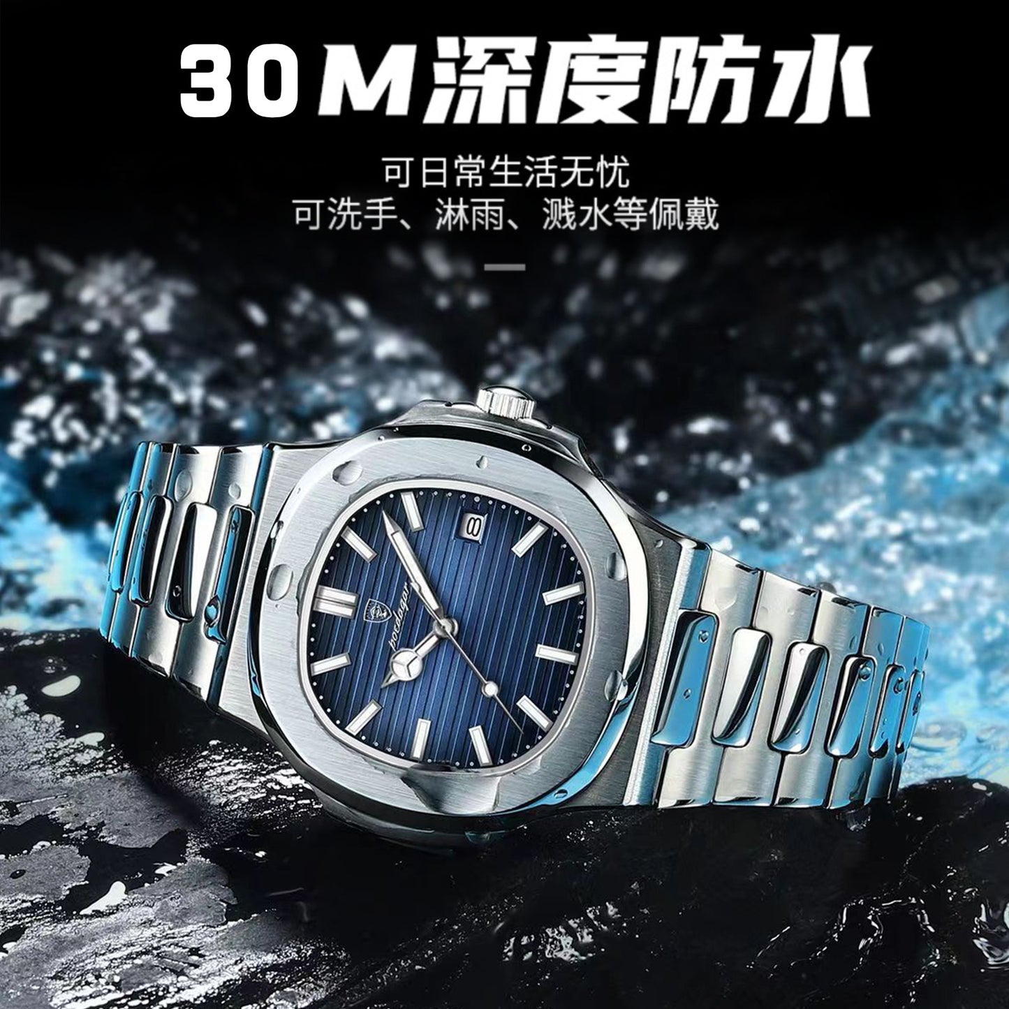 Elegant Luxury Stainless Steel Watch – Classic Green & Blue Dial