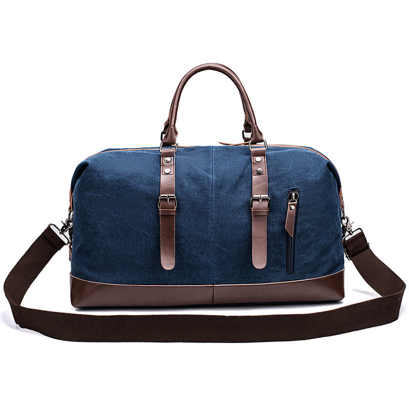 Canvas travel bag male simulation leather PU outdoor supplies luggage travel fitness photography bag large-capacity handbag