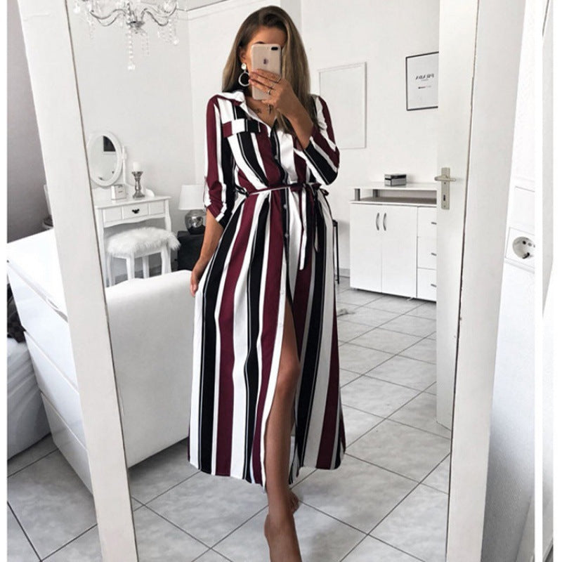 ⚡ Vertical Vision Maxi Shirt Dress – Striking Stripes with Chic Edge in Various Colours 🖤💃
