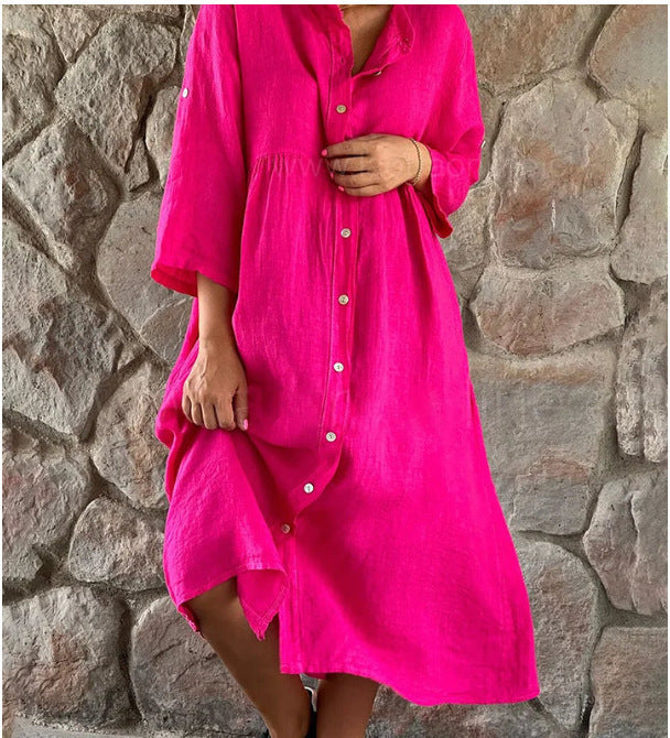 Hot Pink Button-Up Shirt Dress – Bold, Breezy, Beautiful 💃🌺
