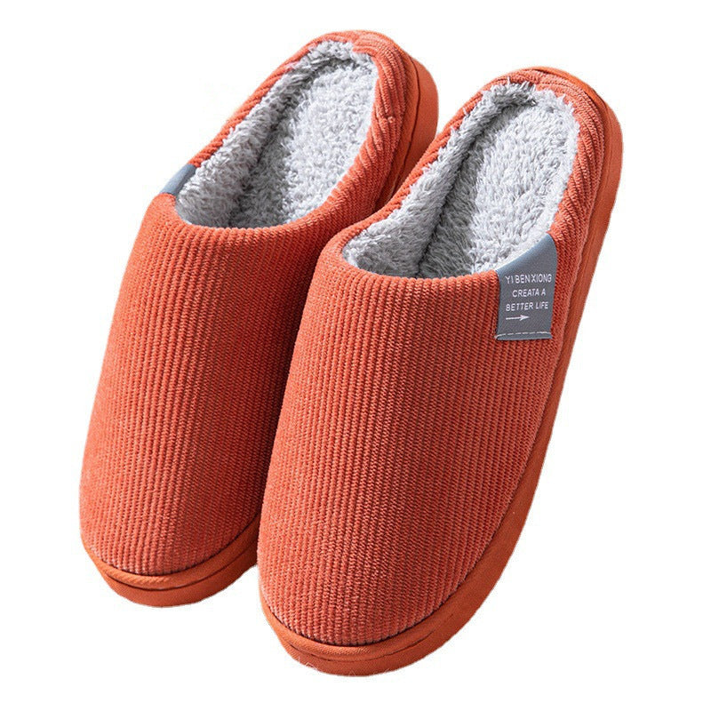 Cotton slippers women's winter non-slip plus velvet warm confinement slippers indoor home men's cute plush cotton slippers winter