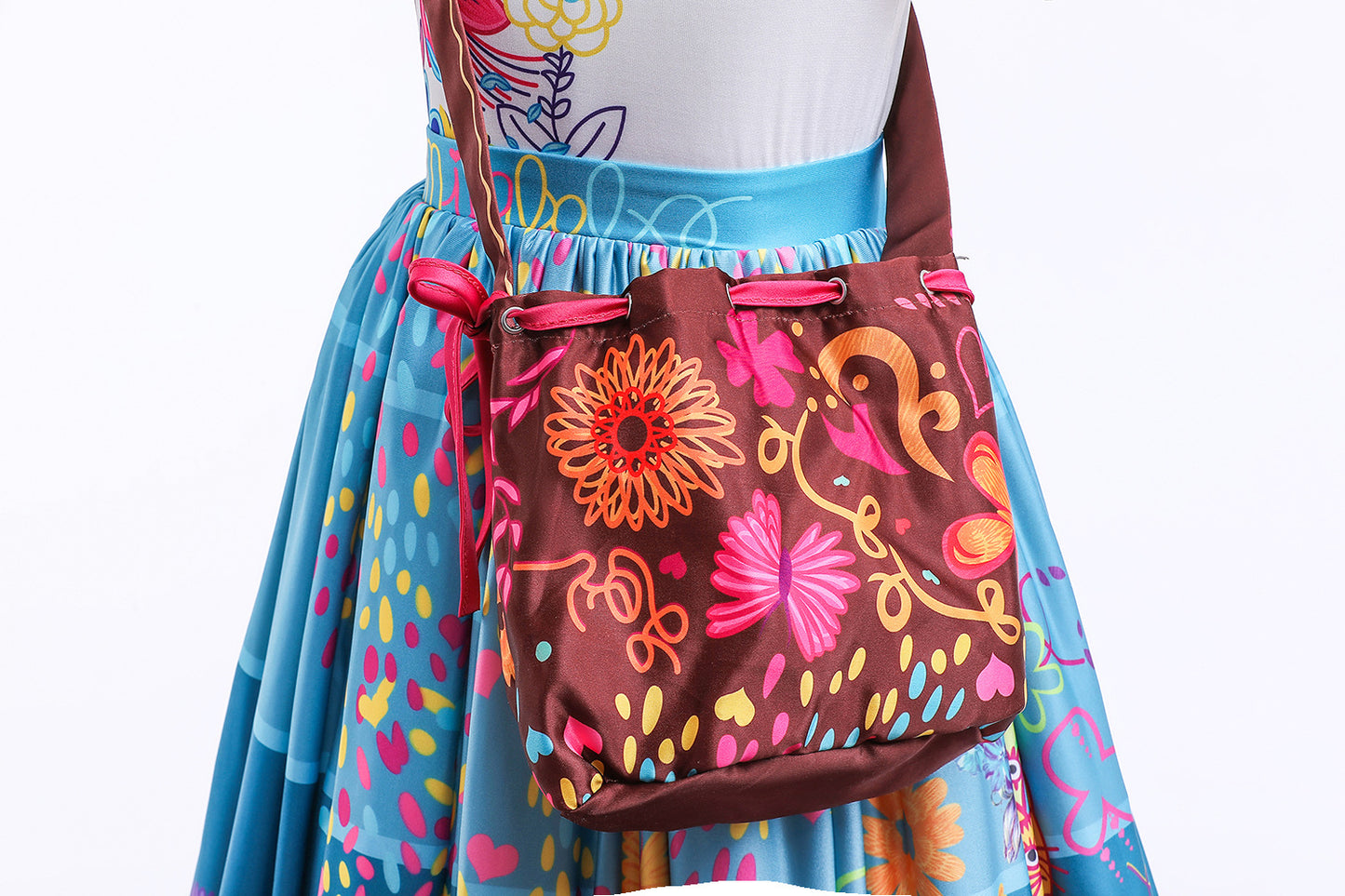Encanto-Kids' Colourful Flower Princess Dress with Matching Bag – Fun & Playful for Little Ones