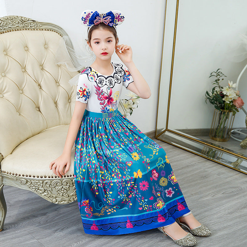 Encanto-Kids' Colourful Flower Princess Dress with Matching Bag – Fun & Playful for Little Ones