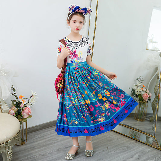 Encanto-Kids' Colourful Flower Princess Dress with Matching Bag – Fun & Playful for Little Ones