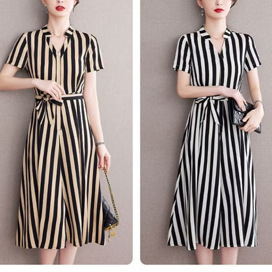 🖤 Classic Stripe Belted Shirt Dress – Sleek, Smart & Sophisticated in Various Colours 👗✨
