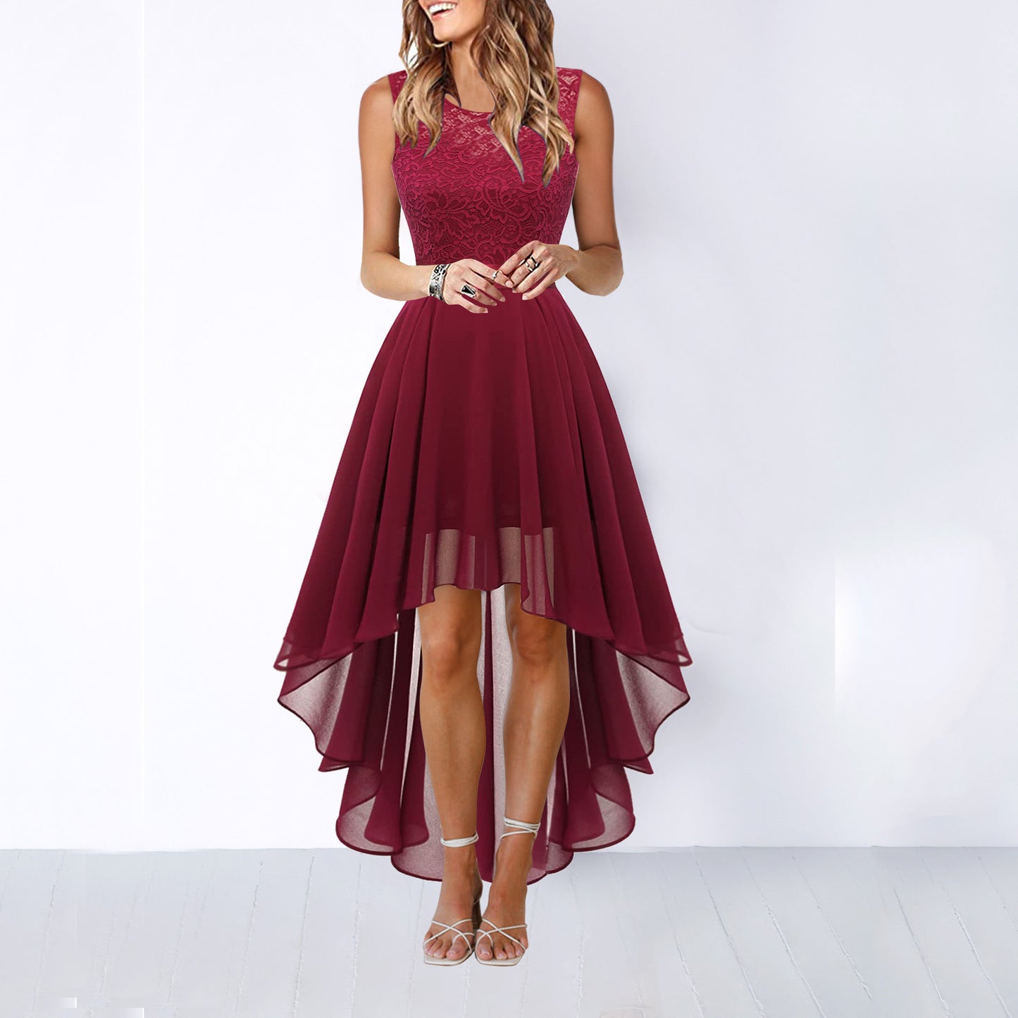 ✨ Enchanted Grace High-Low Lace Dress – Available in Various Colours