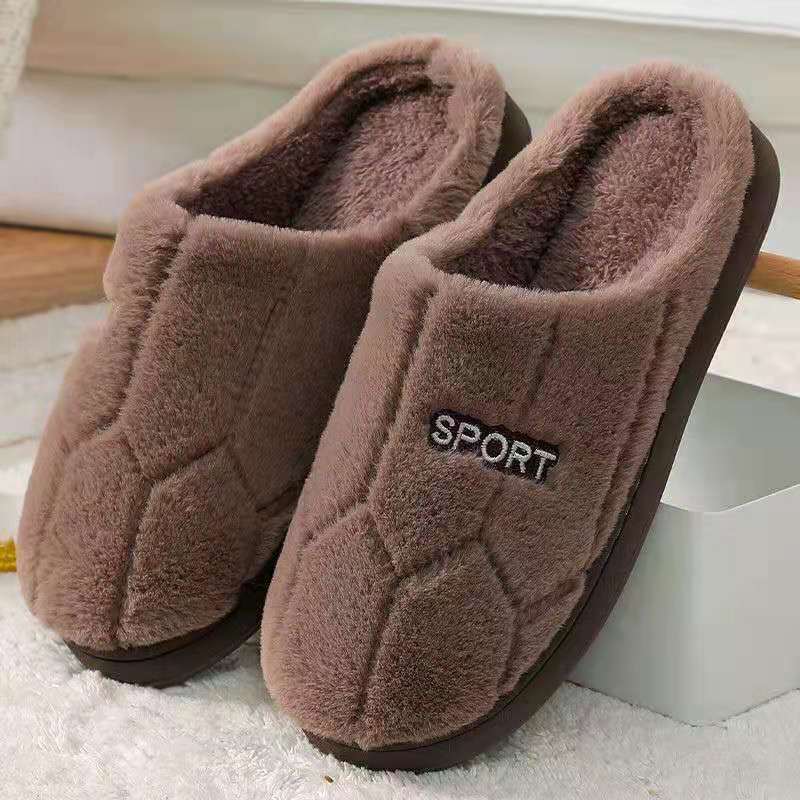 Cotton slippers women's winter non-slip plus velvet warm confinement slippers indoor home men's cute plush cotton slippers winter