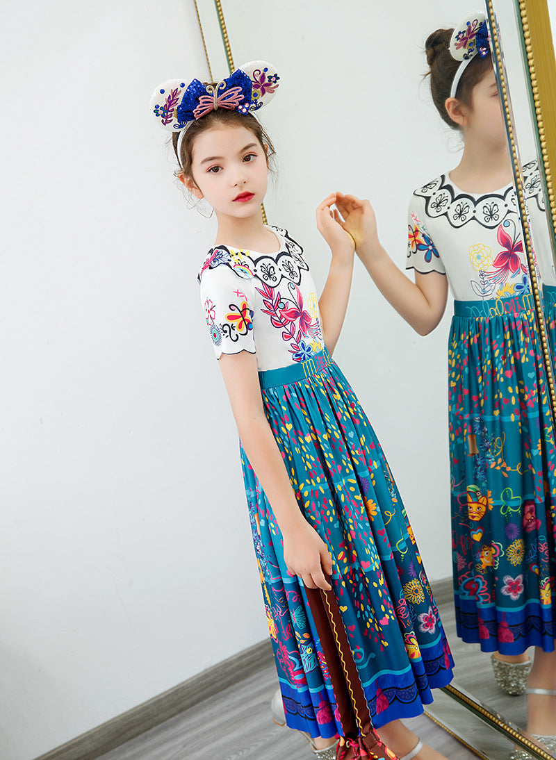 Encanto-Kids' Colourful Flower Princess Dress with Matching Bag – Fun & Playful for Little Ones