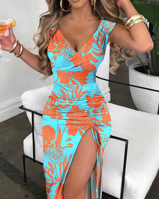 Tropical Heat Slit Maxi Dress – TrendPrints Exclusive